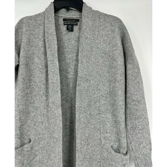 Tahari Pure Luxe Cashmere ribbed Open Cardigan Sweater Size XS charcoal gray - Picture 2 of 5